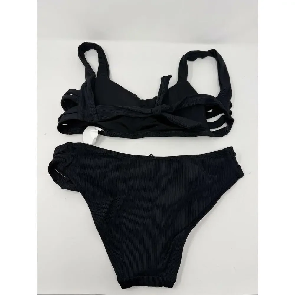 Becca Women's 2 Piece Black Bikini Set Top and Bottoms Small S New with Tags